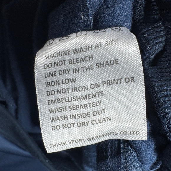 Jian Wang Mens Large Navy Jogger Sweatpants HC Logo Zipper Pockets - Picture 7 of 10